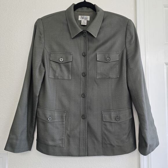U.S. Army Jackets & Blazers - Women's Vintage100% Silk Blazer Army Green Size 12P Pockets Preppy Collared